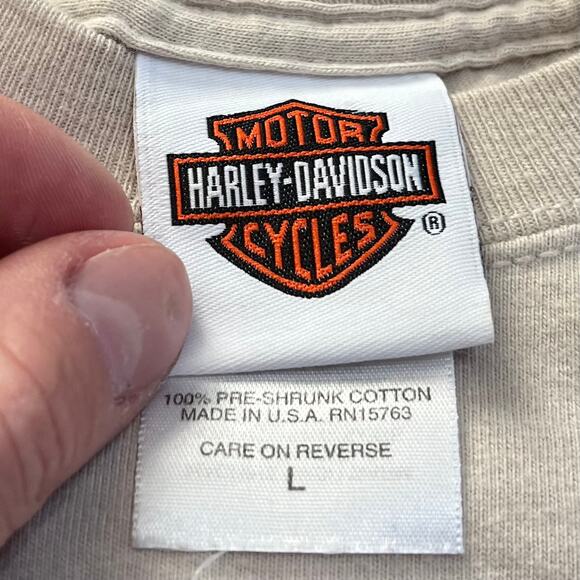 Harley Davidson Oxford Alabama Biker Creamish Shirt Large - Picture 3 of 5